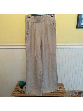 Vivenne Tam XS Silk Wide leg pull on pants olive green